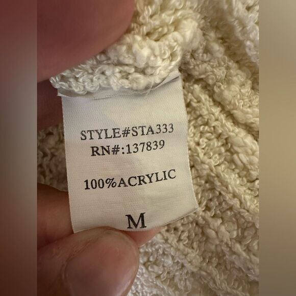 Altar’d State Open Knit Boxy Star Sweater Cream Tan Blue Loose Fit Size M - Picture 6 of 6